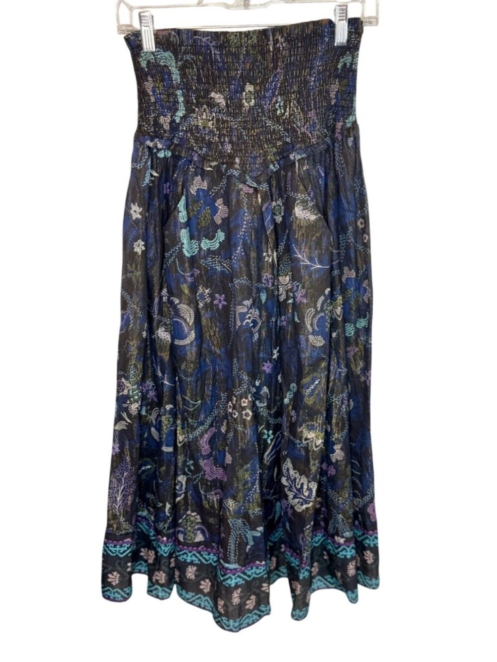 Maria Cher Ceibo midi skirt navy shibori-inspired print - Size XS